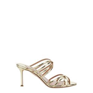 Aquazzura Women Tell Me Mule 75 Metallic Leather Heeled Sandals For Women